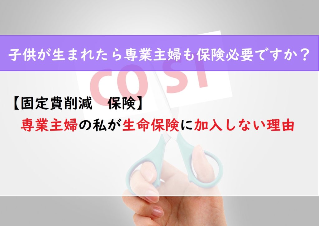 【固定費削減　保険】専業主婦の私が生命保険に加入しない理由